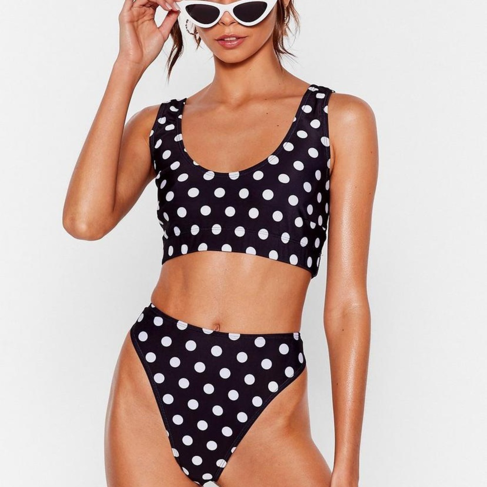 Nasty Gal Polka Dot High Waist Bikini Set